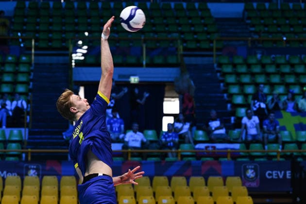 September 16, 2026: Axel Algulin of Sweden during the CEV EuroVolley 2026 group stage volleyball match between Sweden and Slovakia on September 16, 2026 in Modena. Photo by Matteo Gribaudi. BILDBYRAN COP 18 XY0130 volleyball volleyball volleyball European Championship Sweden Slovakia CEV EuroVolley 2026 Sweden Slovakia bbeng  Copyright: MATTEOxGRIBAUDI BB260916BB191