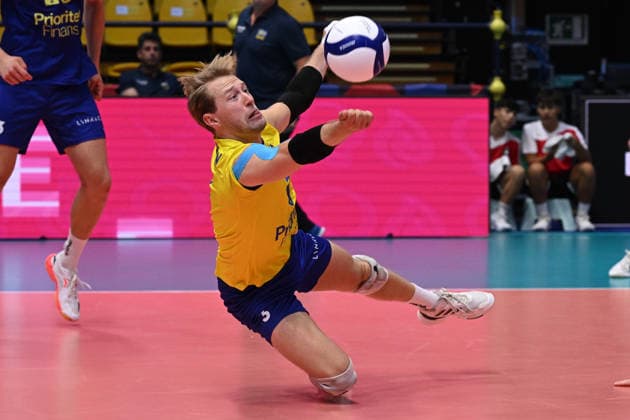 September 16, 2026: Joel Andersson of Sweden during the CEV EuroVolley 2026 group stage volleyball match between Sweden and Slovakia on September 16, 2026 in Modena. Photo by Matteo Gribaudi, BILDBYRAN COP 18 XY0130 volleyball volleyball volleyball European Championship Sweden Slovakia CEV EuroVolley 2026 Sweden Slovakia bbeng  Copyright: MATTEOxGRIBAUDI BB260916BB194