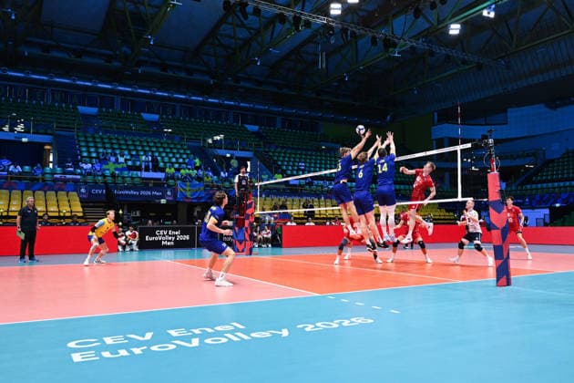 260916 General view during the CEV EuroVolley 2026 group stage volleyball match between Sweden and Slovakia on September 16, 2026 in Modena. Photo by Matteo Gribaudi, BILDBYRAN COP 18 XY0130 volleyball volleyball volleyball European Championships Sweden Slovakia CEV EuroVolley 2026 Sweden Slovakia bbeng  Copyright: MATTEOxGRIBAUDI BB260916BB201