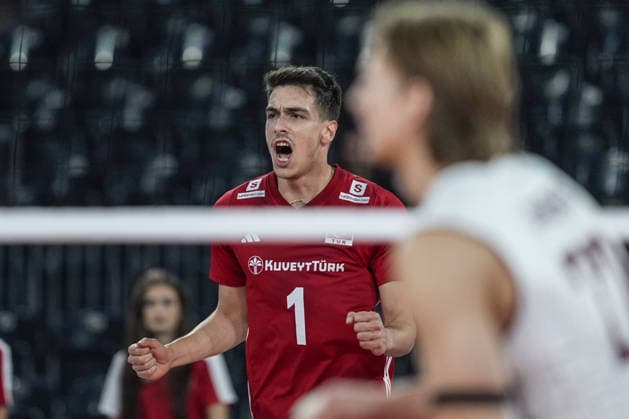 Turkiye v Latvia - CEV EuroVolley 2026 Men CLUJ, ROMANIA - SEPTEMBER 16: Kaan Gurbuz of Turkiye in action during the CEV 2026 European Men s Volleyball Championship Group D match between Turkiye and Latvia at BT Arena in Cluj, Romania, on September 16, 2026. Osmancan Gurdogan Anadolu Cluj-Napoca Romania. Editorial use only. Please get in touch for any other usage.  Copyright: x2026xAnadoluxOsmancanxGurdoganx