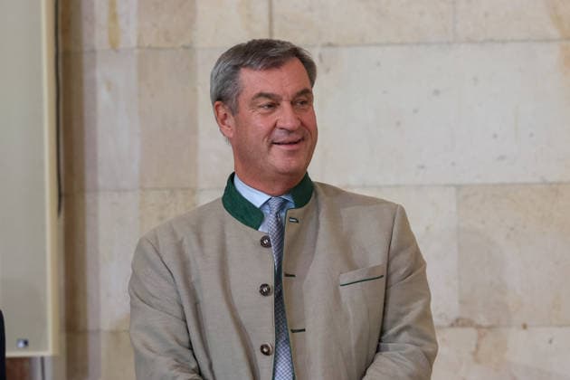 Dr. Markus Söder, Member of the State Parliament (MdL), Minister-President of Bavaria, and CSU Chairman, laughs; GER: Minister-President Dr. Markus Söder welcomes the FC Bayern Munich women’s and men’s soccer teams to honor them as German champions for the 2025–28 season, September 16, 2026, GER, Minister President Dr. Markus Söder welcomes the women’s and men’s soccer teams of FC Bayern Munich to honor them as German champions for the 2025–28 season, September 16, 2026, Munich Copyright: xEibner-Pressefoto JennixMaulx EP_JML