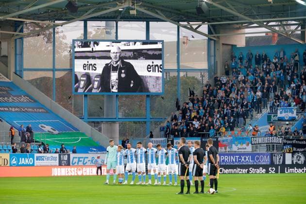 CFC vs. SV Babelsberg 03, September 16, 2026, Chemnitz, eins Stadium on Gellertstrasse, Sports, Soccer, Northeast Regional League 2026–2027, Matchday 9, CFC, CFC vs. SV Babelsberg 03—A minute of silence for the recently deceased Eberhard Vogel, Chemnitz, Saxony, Germany