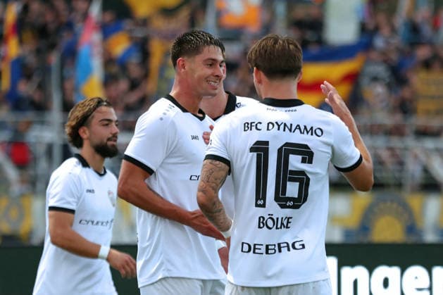 Soccer, Northeast Regional League: 1. FC Lok Leipzig vs. BFC Dynamo, September 16, 2026. Valdemar Sadrifar (No. 7) of BFC Dynamo celebrates after scoring the goal that gave his team a 0–1 lead. Soccer, Northeast Regional League, 2026–2027 season, Matchday 9: 1 FC Lok Leipzig vs. BFC Dynamo on September 16, 2026, at Bruno Plache Stadium, Leipzig Copyright: xBEAUTIFULxSPORTS JanxKaeferx