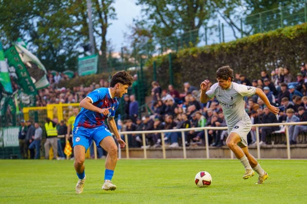 Pictured: A duel between Kerem Yayla of SV Tasmania Berlin, 6, and Elias Kratzer of BSG Chemie Leipzig, 72, on September 16, 2026, SV Tasmania Berlin vs. BSG Chemie Leipzig, Northeast Regional League, 2026–27 season, Werner Seelenbinder Sportpark Copyright: HMBxMedia xPascalxSpanehl