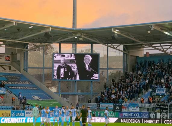 CFC vs. SV Babelsberg 03, September 16, 2026, Chemnitz, eins Stadium on Gellertstrasse, Sports, Soccer, Northeast Regional League 2026–2027, Matchday 9, CFC, CFC vs. SV Babelsberg 03—A minute of silence in memory of the recently deceased Eberhard Vogel and Dr. Eberhard Langer—Chemnitz, Saxony, Federal Republic of Germany