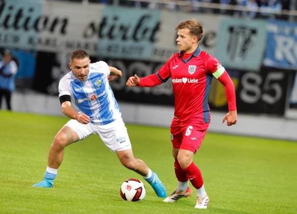 CFC vs. SV Babelsberg 03, September 16, 2026, Chemnitz, eins Stadium on Gellertstrasse, Sports, Soccer, Northeast Regional League 2026–2027, Matchday 9, CFC, CFC vs. SV Babelsberg 03 (from left to right: Andreas Geipl and Paul Roman Wegener), Chemnitz, Saxony, Germany
