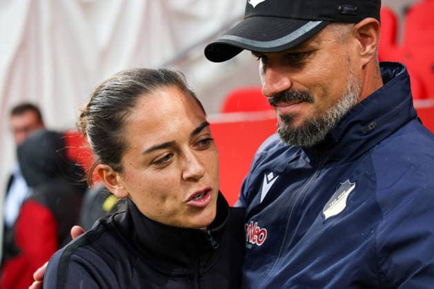 Coach Sabrina Wittmann, head coach of FC Ingolstadt 04, and coach Stefan Kleineheismann, head coach of TSG Hoffenheim II, greet each other before the match between FC Ingolstadt 04 and TSG Hoffenheim II on September 16, 2026, DFB regulations prohibit any use of photographs as image sequences and or quasi-video. Germany, soccer, 3. Liga, Matchday 6, FC Ingolstadt 04 vs. TSG Hoffenheim II, September 16, 2026, Audi Sportpark Ingolstadt Copyright: xEibner-Pressefoto OliverxSTRISCHx EP-OSH