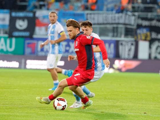 CFC vs. SV Babelsberg 03, September 16, 2026, Chemnitz, eins Stadion on Gellertstrasse, Sports, Soccer, Northeast Regional League 2026–2027, Matchday 9, CFC, CFC vs. SV Babelsberg 03 (from left to right: Lukas Lämmel and Tobias Stockinger), Chemnitz, Saxony, Germany
