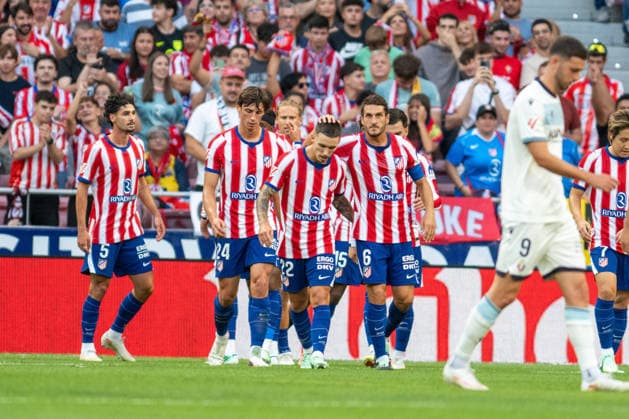 RECORD DATE NOT STATED 16th September 2026; Riyadh Air Metropolitano, Madrid, Spain; Spanish La Liga Football, Atletico Madrid versus Osasuna; Koke (6) of Atletico de Madrid celebrates with Jonathan David (15) his goal Mins 25 1-0 for Atletico AdelinaxCobos
