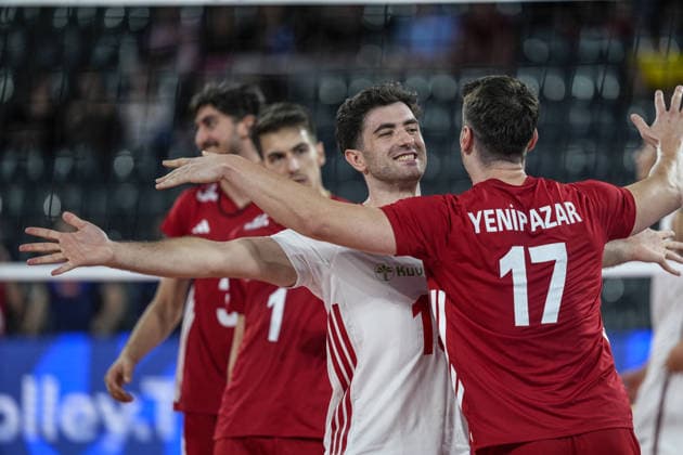 Turkiye v Latvia - CEV EuroVolley 2026 Men CLUJ-NAPOCA, ROMANIA - SEPTEMBER 16: Abdulsamet Yalcin of Turkiye in action during the CEV 2026 European Men s Volleyball Championship Group D match between Turkiye and Latvia at BT Arena in Cluj-Napoca, Romania, on September 16, 2026. Osmancan Gurdogan Anadolu Cluj Romania. Editorial use only. Please get in touch for any other usage.  Copyright: x2026xAnadoluxOsmancanxGurdoganx