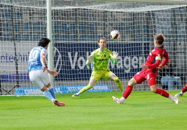 CFC vs. SV Babelsberg 03, September 16, 2026, Chemnitz, eins Stadium on Gellertstrasse, Sports, Soccer, Northeast Regional League 2026–2027, Matchday 9, CFC, CFC vs. SV Babelsberg 03 (from left to right): Domenico Alberico, Niclas Müller, and Paul Roman Wegener, Chemnitz, Saxony, Germany