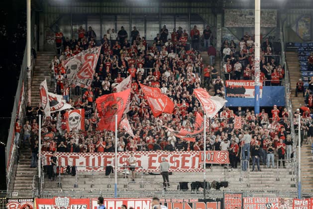 September 16, 2026, xhettx, Soccer 3rd Division, SV Waldhof Mannheim vs. Rot-Weiss Essen, with visiting fans