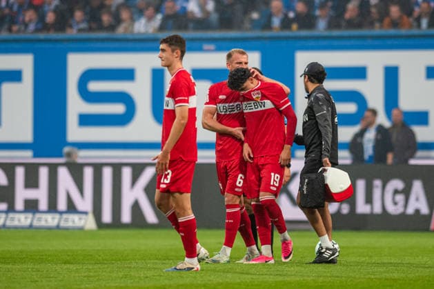Rostock, Germany September 16, 2026 3rd League 2026–2027 Match 6 FC Hansa Rostock vs. VfB Stuttgart II Pictured, third from the left: Ertugrul Yigit of VfB Stuttgart II, who had to be substituted due to injury. DFB and DFL regulations prohibit any use of photographs as image sequences and or quasi-video Copyright: xFotostandx xVoelkerx