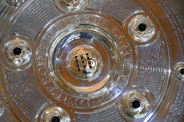 Close-up of the championship trophy; photo of Markus SOEDER, Minister-President of Bavaria and CSU Chairman, receiving the FC Bayern Munich championship teams in the Kuppelsaal at the State Chancellery in Munich on September 16, 2026