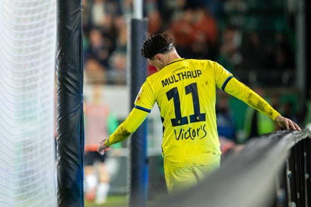 Maurice Multhaup of 1 FC Saarbrücken, No. 11, reacts after missing a scoring opportunity. GER, SC Preussen Münster vs. 1 FC Saarbrücken, soccer, 3. Liga, Matchday 6, 2026–2027 season, September 16, 2026 DFL regulations prohibit any use of photographs as image sequences and or quasi-video GER, SC Preussen Münster vs. 1 FC Saarbrücken, soccer, 3. Liga, Matchday 6, 2026–2027 season, September 16, 2026, Münster Copyright: xEibner-Pressefoto JanxRollingerx EP_JSK