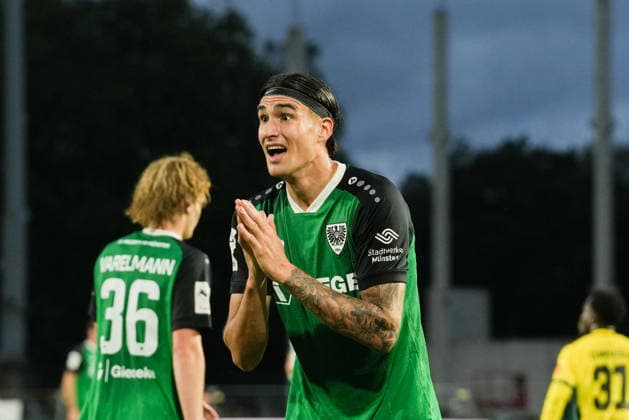 Germany 3rd Division 2026–2027, Matchday 6: SC Preußen Münster vs. 1. FC Saarbrücken, Wednesday, September 16, 2026, LVM Preußenstadion, Münster, North Rhine-Westphalia, Germany; Frustration, Emotions, Antonio Tikvic, SC Preußen Münster, 4 Copyright: xMerlexKölkingx