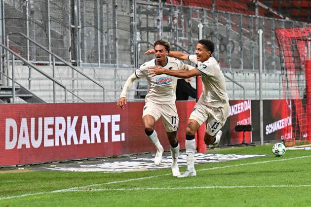 3. Liga FC Ingolstadt vs. TSG 1899 Hoffenheim II, September 16, 2026, INGOLSTADT, GERMANY September 16 The visiting fans celebrate after Jykese Fields of TSG Hoffenheim II scores the goal to make it 1–2 during the 3. Liga match between FC Ingolstadt and TSG Hoffenheim’s second team on Matchday 6 at the Audi Sportpark Copyright: xBEAUTIFULxSPORTS Goldbergx