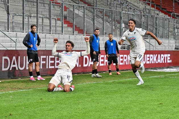 3. Liga FC Ingolstadt vs. TSG 1899 Hoffenheim II, September 16, 2026, INGOLSTADT, GERMANY September 16 The visiting fans celebrate after Jykese Fields of TSG Hoffenheim II scores the goal to make it 1–2 during the 3. Liga match between FC Ingolstadt and TSG Hoffenheim’s second team on Matchday 6 at the Audi Sportpark Copyright: xBEAUTIFULxSPORTS Goldbergx