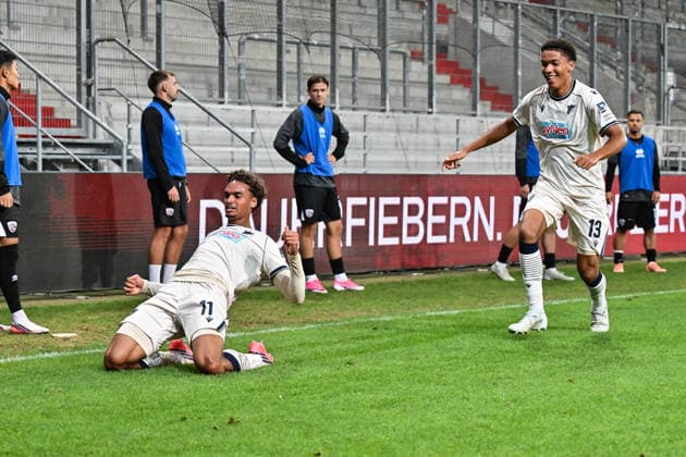 3. Liga FC Ingolstadt vs. TSG 1899 Hoffenheim II, September 16, 2026, INGOLSTADT, GERMANY September 16 The visiting fans celebrate after Jykese Fields of TSG Hoffenheim II scores the goal to make it 1–2 during the 3. Liga match between FC Ingolstadt and TSG Hoffenheim’s second team on Matchday 6 at the Audi Sportpark Copyright: xBEAUTIFULxSPORTS Goldbergx