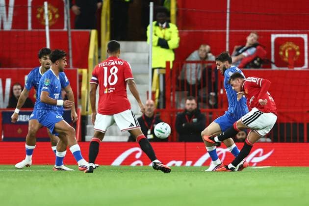 Shea Lacey of Manchester United, ManU scores their sides first goal Manchester United v Brighton & Hove Albion, EFL Carabao Cup, Football, Old Trafford, UK - 16 Sep 2026Manchester Old Trafford United Kingdom EDITORIAL USE ONLY No use with unauthorised audio, video, data, fixture lists, club league logos or live services. Online in-match use limited to 120 images, no video emulation. No use in betting, games or single club league player publications.  Copyright: xPhilxOldham Shutterstockx 17154491p