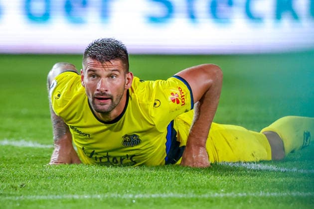 September 16, 2026, xkwix, Soccer, 3rd Division, Preußen Münster vs. 1. FC Saarbrücken, Preußenstadion, Matchday 6, 2026–2027 Season: Kai Bruenker of 1. FC Saarbrücken, lying on the ground and looking disappointed after a missed opportunity. DFB regulations prohibit any use of photographs as image sequences and or quasi-video. Photo: xKamilxWilkowskixPressefotoKochx, North Rhine-Westphalia Germany