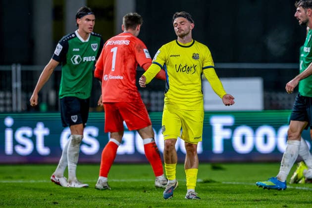 September 16, 2026, xkwix, Soccer, 3rd Division, Preußen Münster vs. 1. FC Saarbrücken, Preußenstadion, Matchday 6, 2026–2027 Season Maurice Multhaup 1 FC Saarbrücken 11 disappointed after the final whistle DFB regulations prohibit any use of photographs as image sequences and or quasi-video Photo xKamilxWilkowskixPressefotoKochx North Rhine-Westphalia, Germany
