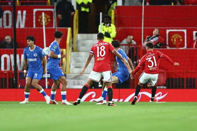 Shea Lacey of Manchester United, ManU scores their sides first goal Manchester United v Brighton & Hove Albion, EFL Carabao Cup, Football, Old Trafford, UK - 16 Sep 2026Manchester Old Trafford United Kingdom EDITORIAL USE ONLY No use with unauthorised audio, video, data, fixture lists, club league logos or live services. Online in-match use limited to 120 images, no video emulation. No use in betting, games or single club league player publications.  Copyright: xPhilxOldham Shutterstockx 17154491q