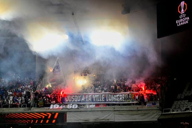 RSC Anderlecht v Olympique Lyon - UEFA Europa League ANDERLECHT, BELGIUM - SEPTEMBER 16 : Illustration picture of fans of Olympique Lyonnais during the UEFA Europa League 2026 27 League Phase MD1 match between RSC Anderlecht and Olympique Lyon on September 16, 2026 in Anderlecht, Belgium, 16 09 2026 Anderlecht Belgium  Copyright: xJanxDexMeuleneirx