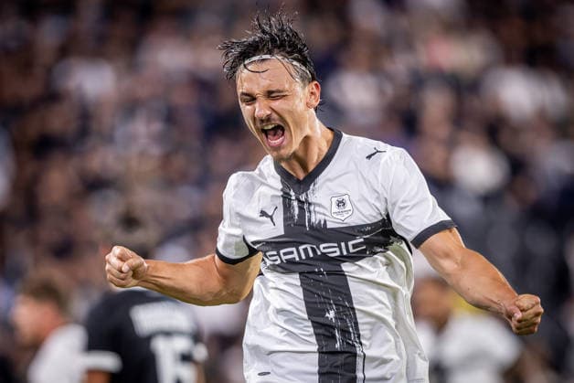 STURM GRAZ - RENNES Esteban Lepaul of Rennes celebrates a VAR disallowed goal during the matchday 1 of UEFA Europa league - league phase football match between SK Sturm Graz and Rennes at the Stadium Graz Liebenau. Graz, Austria, September 16, 2026. Photo by Branislav Racko Copyright: xx 080A2485