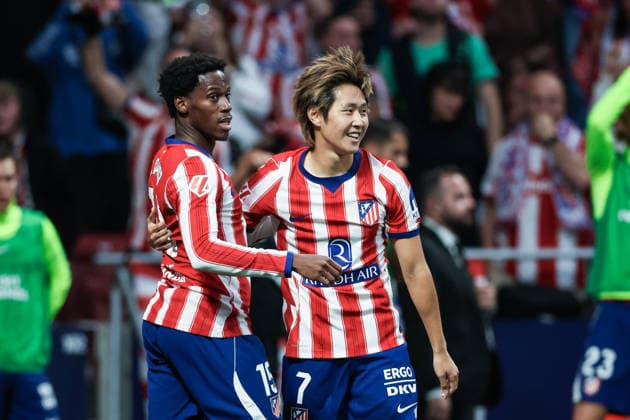 MADRID, SPAIN - SEPTEMBER 16: Kang in Lee of Atletico de Madrid (R) and Jonathan David of Atletico de Madrid (L)celebrate the team s second goal during the LaLiga EA Sports football match between Atletico de Madrid and CA Osasuna at Estadio Riyadh Air Metropolitano on September 16, 2026 in Madrid, Spain. (Photo by Ricardo Nogueira Sports Press Photo) Copyright: xRicardoxNogueira SportsxPressxPhotox Sportspressphoto_SPR233038