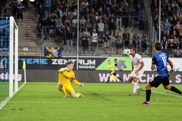 Masca, SV Waldhof Mannheim, No. 11 with a huge scoring opportunity against SV Waldhof Mannheim and Rot-Weiss Essen on September 16, 2026, in Mannheim, Carl Benz Stadium. Photo by Alfio Marino Copyright: