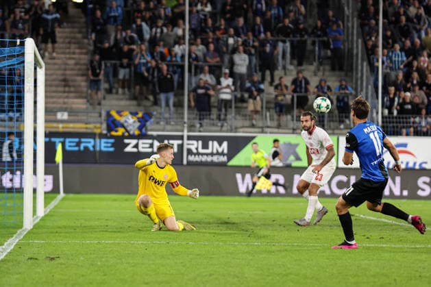 Masca, SV Waldhof Mannheim, No. 11 with a huge scoring opportunity against SV Waldhof Mannheim and Rot-Weiss Essen on September 16, 2026, in Mannheim, Carl Benz Stadium. Photo by Alfio Marino Copyright:
