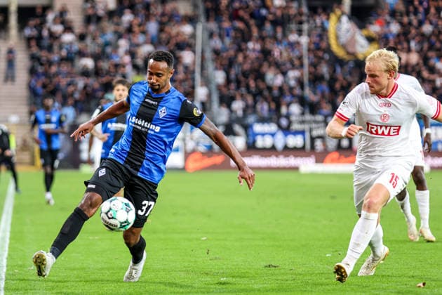 Noah Sarenren Bazee of SV Waldhof Mannheim, 37, in action during the SV Waldhof Mannheim vs. Rot-Weiss Essen match on September 16, 2026, in Mannheim at the Carl Benz Stadium. Photo by Alfio Marino Copyright: