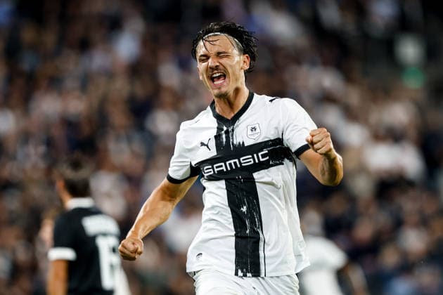 SOCCER - UEFA EL, Sturm vs Rennais GRAZ,AUSTRIA,16.SEP.26 - SOCCER - UEFA Europa League, Sturm Graz vs Stade Rennais FC. Image shows the rejoicing of Esteban Lepaul (Rennais).  GEPAxpictures xJamesxDoak