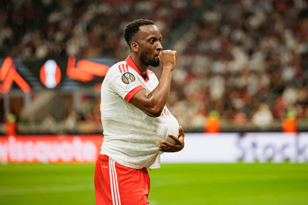 Dodi Lukebakio seen celebrating after scoring goal during UEFA Europa League MD1 game between teams of AC Milan and SL Benfica (Maciej Rogowski Ball Raw Images) Milan San Siro Italy Copyright: xMaciejxRogowskix maciejrogowski_acmilan_slbenfica_2627-19