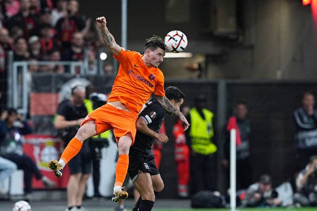 September 16, 2026, xydrx, Men s, Soccer, Europa League, Bayer 04 Leverkusen vs. NK Celje, 2026–2027 season, BayArena: Benjamin Verbic (NK Celje) in a 1-on-1 duel with Lucas Vázquez (Bayer 04 Leverkusen), 7. Regulations prohibit any use of photographs as image sequences and or quasi-video. Copyright: HMBxMedia YannisxDreimann