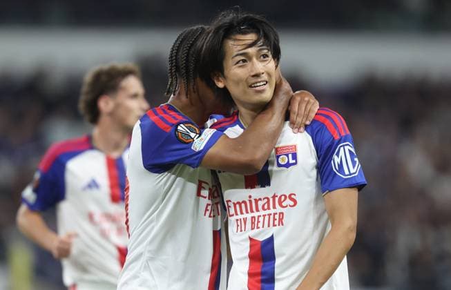 Lyon s Keito Nakamura celebrates after scoring during a soccer game between Belgian RSC Anderlecht and French Olympique Lyonnais, Wednesday 16 September 2026 in Brussels, on the first day (out of 8) of the league phase of the UEFA Europa League tournament. VIRGINIExLEFOUR  x186658089x