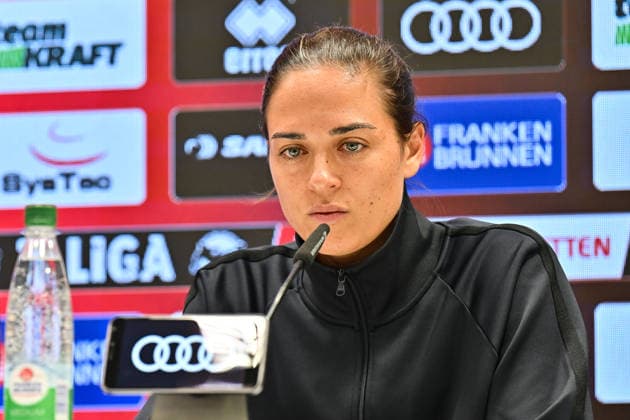 3rd Division: FC Ingolstadt vs. TSG 1899 Hoffenheim II, September 16, 2026, INGOLSTADT, GERMANY September 16. Pictured: Sabrina Wittmann, FC Ingolstadt coach. Single photo, cutout, taken at the press conference following the 3. Liga match between FC Ingolstadt and TSG Hoffenheim’s second team on Matchday 6 at the Audi Sportpark. Copyright: xBEAUTIFULxSPORTS Goldbergx