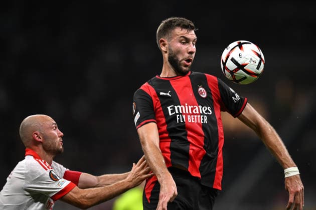 Ec Milano 16 09 2026 - Europa League Milan-Benfica foto Emanuele Comincini Image nella foto: Strahinja Pavlovic-Fredrik Aursnes 