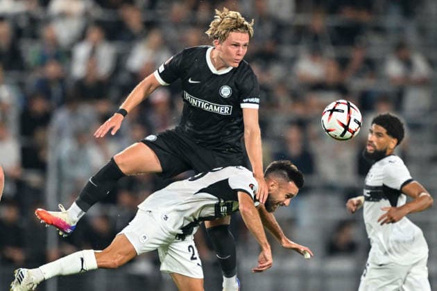 SOCCER - UEFA EL, Sturm vs Rennais GRAZ,AUSTRIA,16.SEP.26 - SOCCER - UEFA Europa League, Sturm Graz vs Stade Rennais FC. Image shows Paul-Friedrich Koller (Sturm) and Adrien Thomasson (Rennes).  GEPAxpictures xAvnixRetkoceri