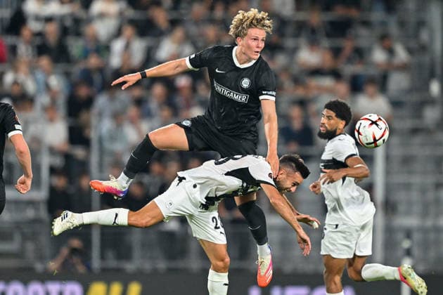 SOCCER - UEFA EL, Sturm vs Rennais GRAZ,AUSTRIA,16.SEP.26 - SOCCER - UEFA Europa League, Sturm Graz vs Stade Rennais FC. Image shows Paul-Friedrich Koller (Sturm) and Adrien Thomasson (Rennes).  GEPAxpictures xAvnixRetkoceri