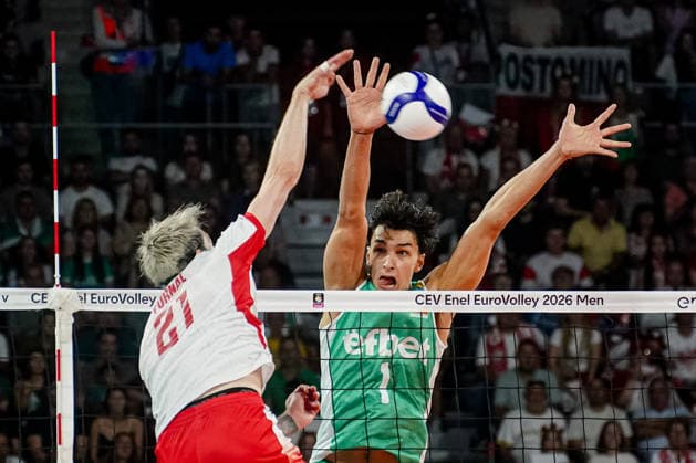 Volleyball - CEV EuroVolley 2026 Group B - Poland vs Bulgaria - 09.16.2026 SOFIA, BULGARIA - September 16th: Simeon Nikolov, 1 of Bulgaria during CEV EuroVolley 2026, Group B match between Poland vs Bulgaria at Arena 8888 in Sofia, Bulgaria, on September 16th, 2026 in Sofia, Bulgaria. Copyright: xYulianxTodorovx
