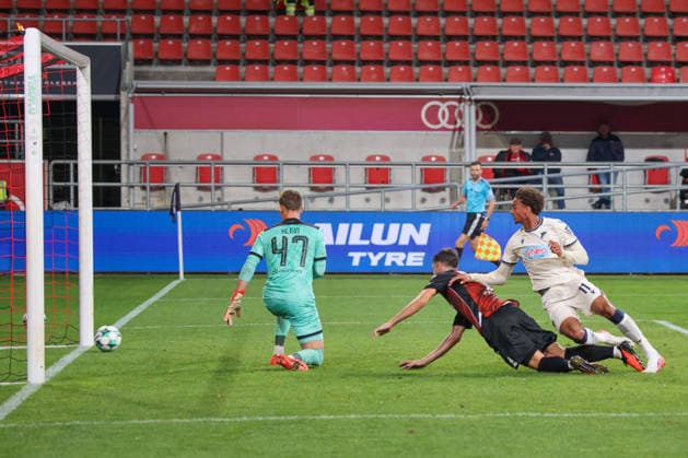 Jykese Fields (TSG Hoffenheim II, No. 11) scores the winning goal for TSG Hoffenheim II in the match between FC Ingolstadt 04 and TSG Hoffenheim II on September 16, 2026. DFB regulations prohibit any use of photographs as image sequences and or quasi-video. GER, Soccer, 3. Liga, Matchday 6, FC Ingolstadt 04 vs. TSG Hoffenheim II, September 16, 2026, Audi Sportpark Ingolstadt Copyright: xEibner-Pressefoto OliverxSTRISCHx EP-OSH
