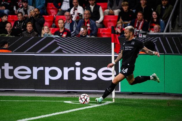 LEVERKUSEN, GERMANY - 16 SEPTEMBER, 2026: Aleix Garcia of Bayer 04 Leverkusen, Germany - The UEFA Europa League match Bayer 04 Leverkusen vs. NK Celje at BayArena.  Copyright: xVitaliixKliuievx