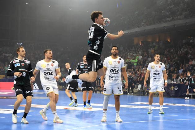 September 16, 2026, GER Germany, Handball, EHF Champions League, September 16, 2026, 2026–2027 Season, Berlin, Fuechse Berlin vs. Veszprém HC Hakun West av Teigum; Fuechse Berlin 34, Ahmed Hesham Veszprém 15; nordphoto GmbH, Engler Berlin, Max Schmeling Halle, Berlin, Germany Copyright: xNordphotox xEnglerx