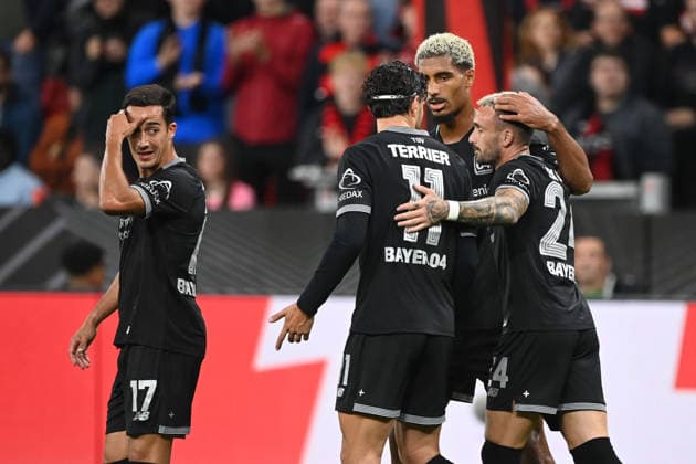 tj Bayer Leverkusen leads 1–0 after an own goal by Svit SESLAR of NK Celje, Celebration, cheering, joy, cheers, Bayer Leverkusen vs. NK Celje soccer UEFA Europa League Matchday 1, on September 16, 2026, in Leverkusen, Germany. UEFA regulations prohibit any use of photographs as image sequences and or quasi-video.