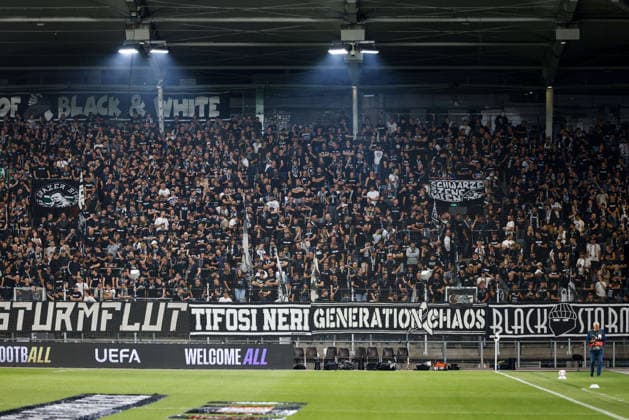 SOCCER - UEFA EL, Sturm vs Rennais GRAZ,AUSTRIA,16.SEP.26 - SOCCER - UEFA Europa League, Sturm Graz vs Stade Rennais FC. Image shows fans of Sturm.  GEPAxpictures xJamesxDoak