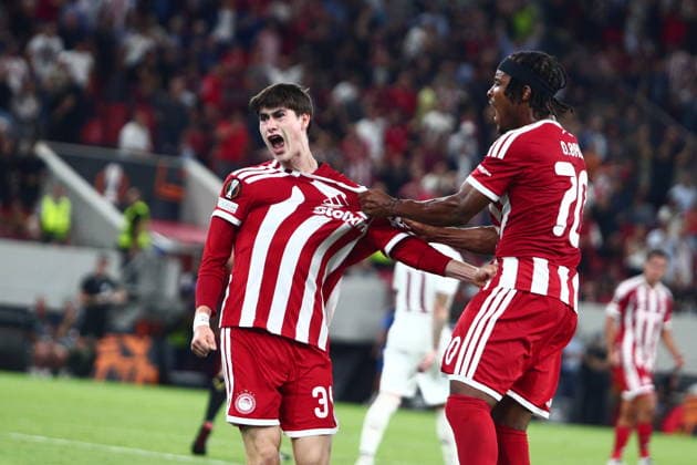 UEFA Europa League - Olympiacos FC vs Jagiellonia BiaÅ‚ystok - Armando Gonzalez of Olympiacos FC celebrates after scoring the equaliser 1-1 during the UEFA Europa League Phase matchday 1 soccer match between Olympiacos FC and Jagiellonia BiaÅ‚ystok at the Georgios Karaiskakis Stadium in Piraeus, Greece, 16 September 2026. IMAGO ONE INCH PRODUCTIONS PIRAEUS GREECE Copyright: xONExINCHxPRODUCTIONSx 7089024