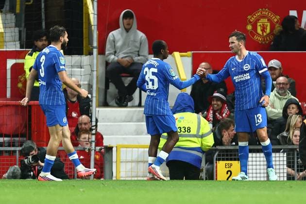 Pascal Gross of Brighton celebrates scoring their sides second goal Manchester United, ManU v Brighton & Hove Albion, EFL Carabao Cup, Football, Old Trafford, UK - 16 Sep 2026Manchester Old Trafford United Kingdom EDITORIAL USE ONLY No use with unauthorised audio, video, data, fixture lists, club league logos or live services. Online in-match use limited to 120 images, no video emulation. No use in betting, games or single club league player publications. Copyright: xPhilxOldham Shutterstockx 17154491at
