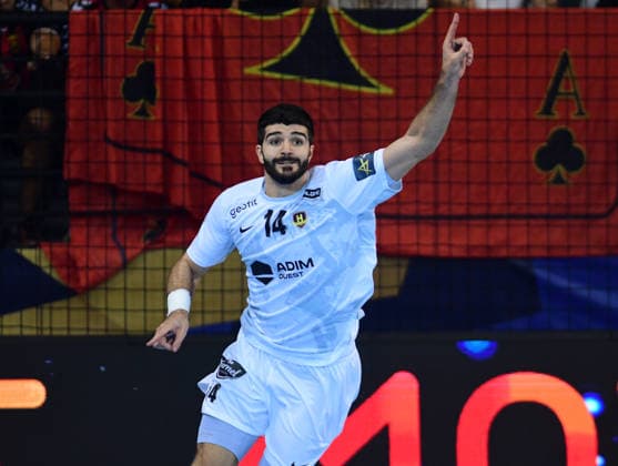 EHF Champions League. Imanol Garciandia Alustiza from HBC Nantes celebrates during EHF Champions League group phase match between HC Vardar and HBC Nantes in Skopje, North Macedonia, September 16 2026. IMAGO PETR STOJANOVSKI